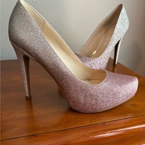 Jessica Simpson Elegant Glitter Stiletto Heels - Silver and Pink